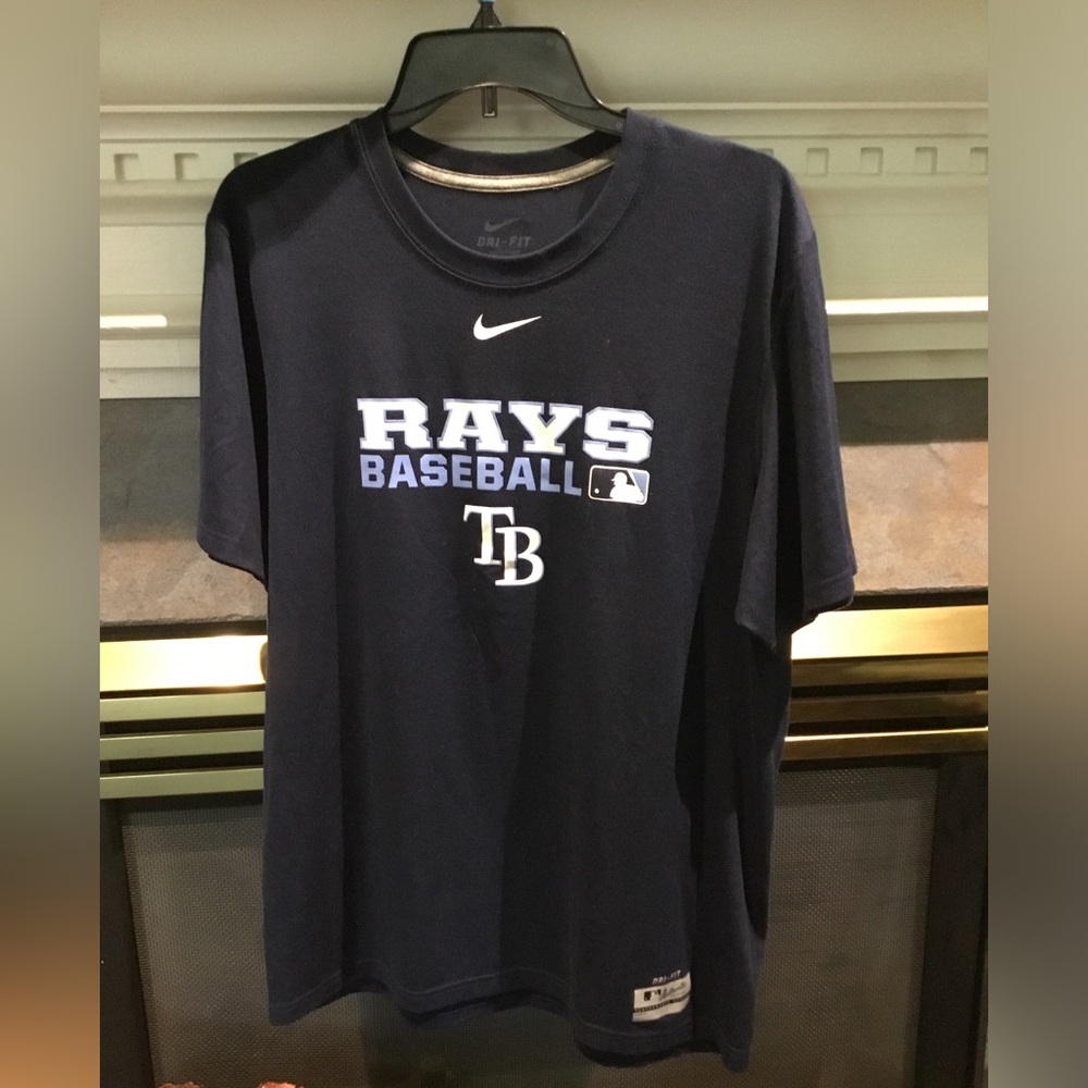 Nike Tampa Bay Rays shirt men's blue short sleeve Dri-Fit size, Medium like new